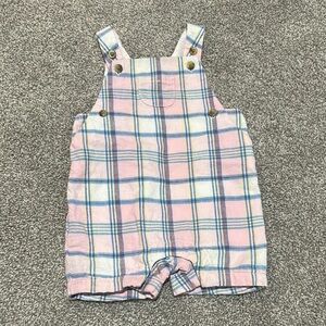 Janie and Jack Plaid pink blue yellow red white baby boy romper 3-6‎ months